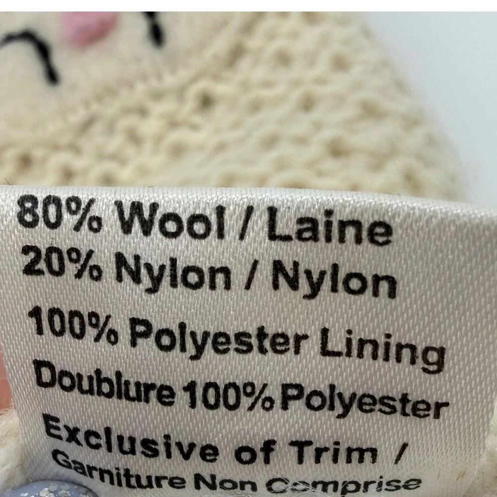 Knitwits Lamb Mittens Headband Set Wool Cream Fleece Lined Chunky Knit Boho Warm